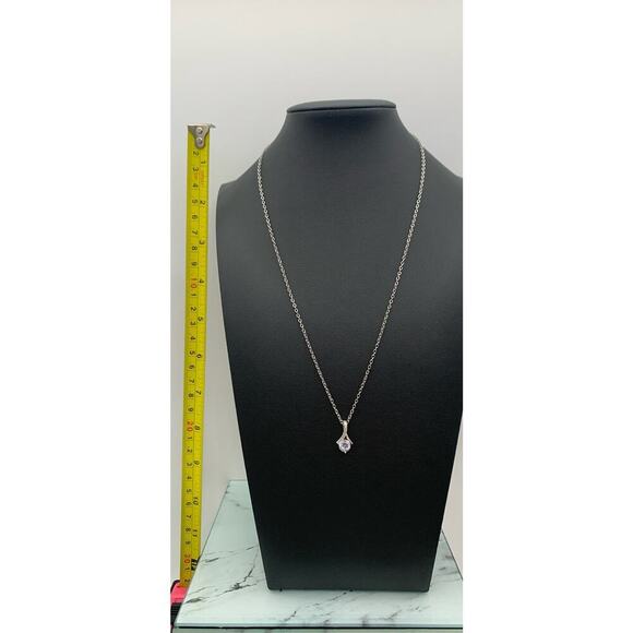 Dainty Beautiful Silver Tone Chain And Pendant Light Blue/Purple Main Rhinestone - Picture 6 of 6